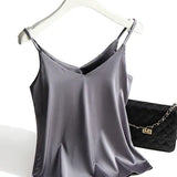 Top basic in seta da donna con spalline sottili | Canotta in raso senza maniche