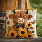 Borsa trapuntata - Mucca delle Highlands e Girasoli