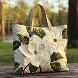 Borsa trapuntata artigianale - Eleganti Gigli Bianchi