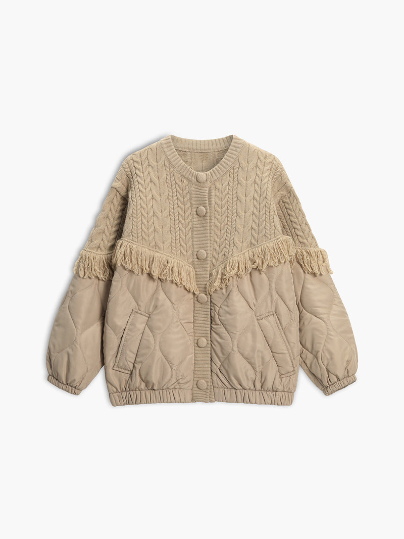 Varel | Giacca trapuntata in maglia intrecciata patchwork