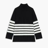 Donna - Maglione a righe con collo alto - Stile accogliente
