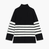 Donna - Maglione a righe con collo alto - Stile accogliente