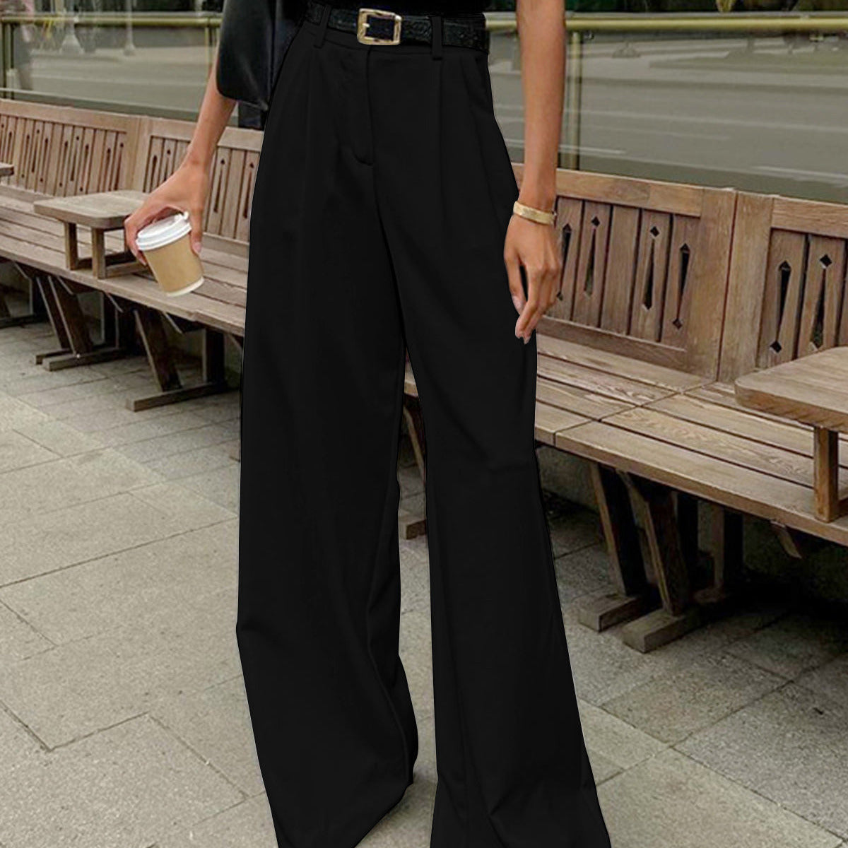 Donna - Pantaloni a gamba larga - Pantaloni casual comodi e alla moda