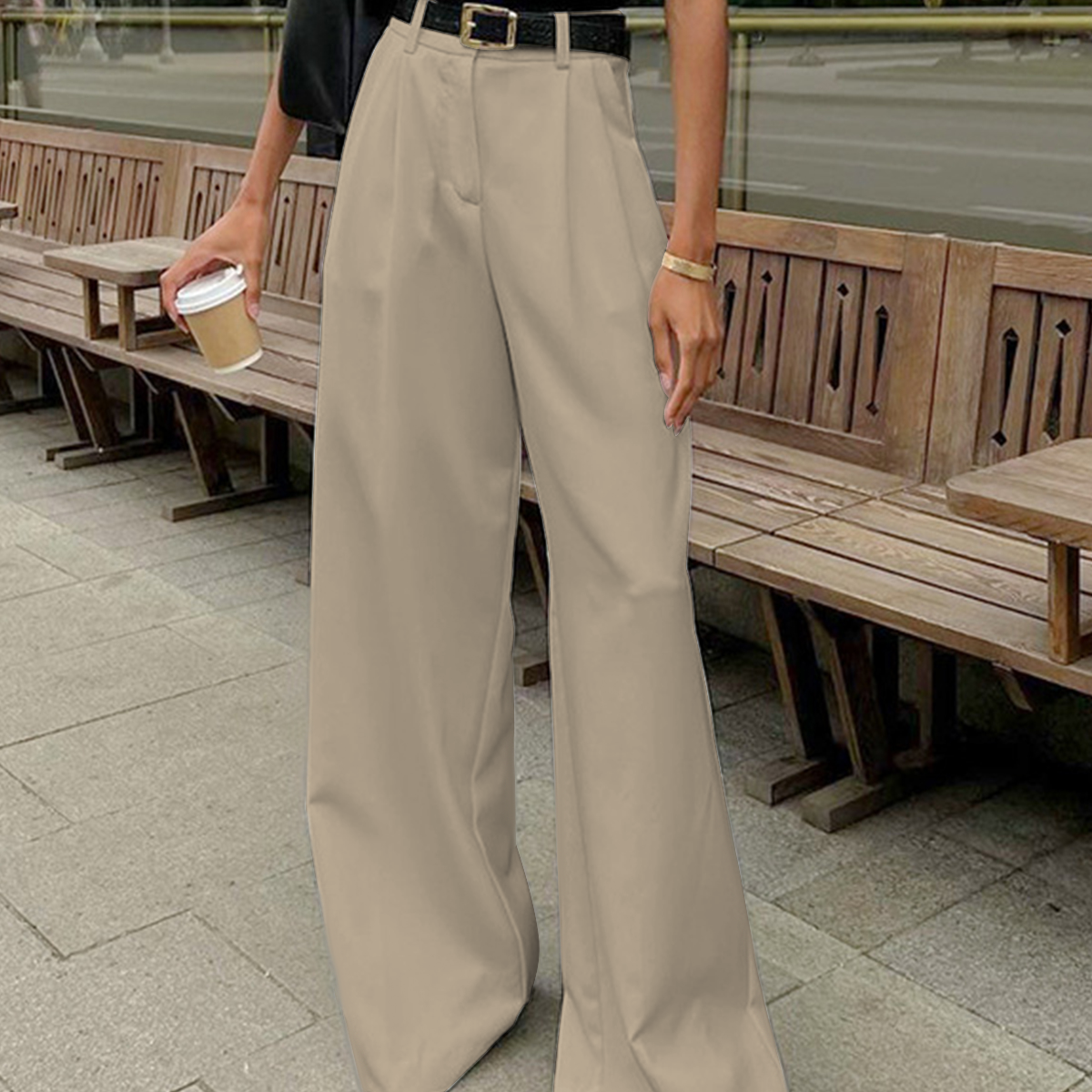 Donna - Pantaloni a gamba larga - Pantaloni casual comodi e alla moda