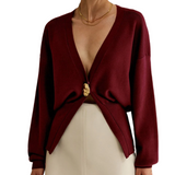 Donna - Cardigan elegante - Morbido tessuto con chiusura a bottoni - Stratificazione alla moda