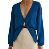 Donna - Cardigan elegante - Morbido tessuto con chiusura a bottoni - Stratificazione alla moda