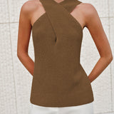 Top halter elegante da donna – Blusa smanicata raffinata estiva