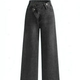 Donna - Jeans asimmetrici a vita larga - Stile alla moda