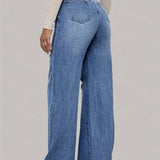 Jeans baggy donna | Stampa graffiti a cuore & Streetstyle a gamba larga