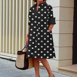 Abito casual midi da donna in cotone e lino – Vestibilità comoda per tutti i giorni