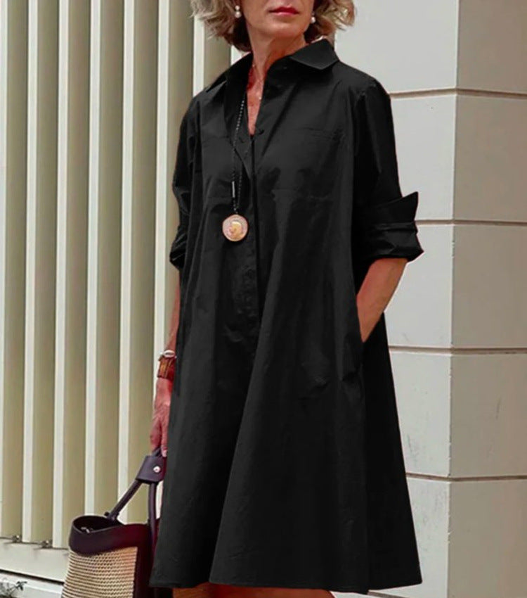 Abito casual midi da donna in cotone e lino – Vestibilità comoda per tutti i giorni