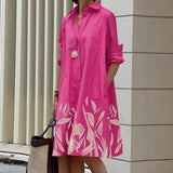 Abito casual midi da donna in cotone e lino – Vestibilità comoda per tutti i giorni
