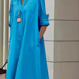 Abito casual midi da donna in cotone e lino – Vestibilità comoda per tutti i giorni