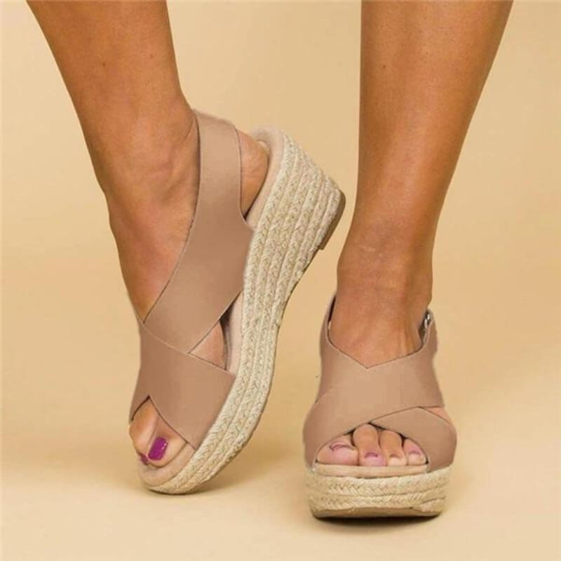 Sandali con Tacco a Cuneo per Donna – Con Cinghie Incrociate, Adatti per Uso Casual e Estivo