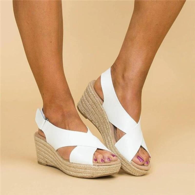 Sandali con Tacco a Cuneo per Donna – Con Cinghie Incrociate, Adatti per Uso Casual e Estivo