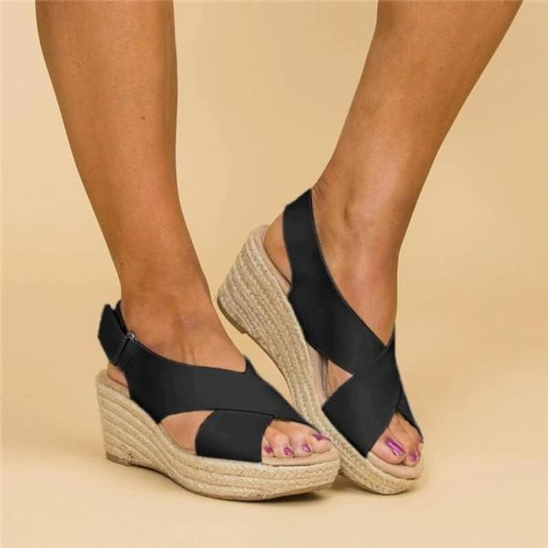 Sandali con Tacco a Cuneo per Donna – Con Cinghie Incrociate, Adatti per Uso Casual e Estivo