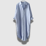 Confortevole abito da donna in lino chic a maniche lunghe