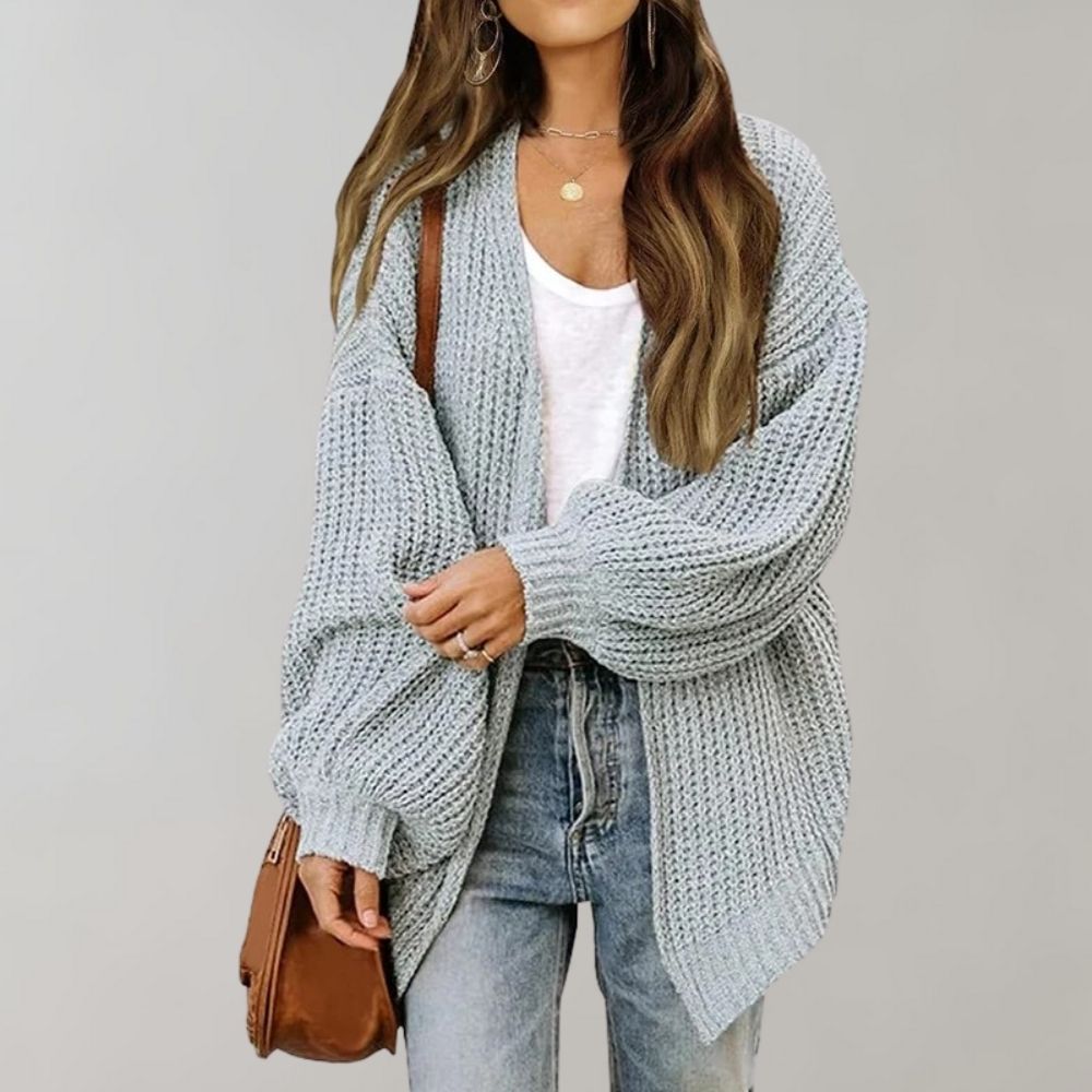 Cardigan da donna in maglia grossa – Strato ampio e aperto sul davanti per l’autunno e l’inverno