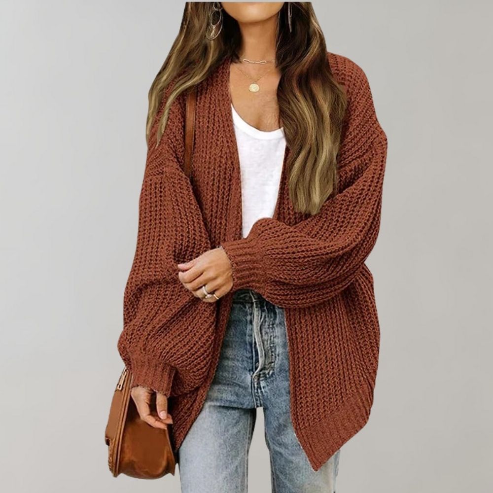 Cardigan da donna in maglia grossa – Strato ampio e aperto sul davanti per l’autunno e l’inverno