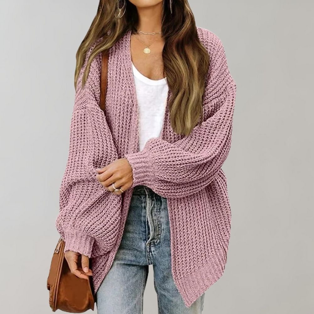 Cardigan da donna in maglia grossa – Strato ampio e aperto sul davanti per l’autunno e l’inverno