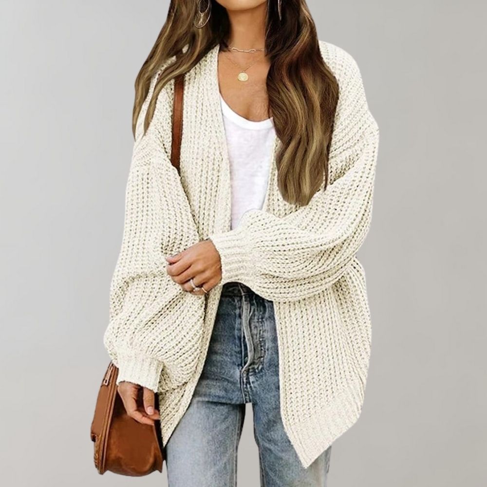 Cardigan da donna in maglia grossa – Strato ampio e aperto sul davanti per l’autunno e l’inverno