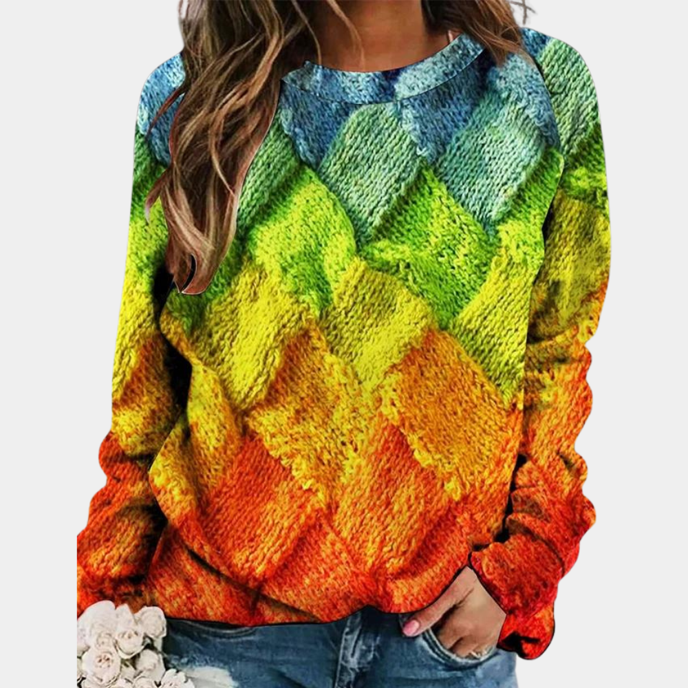 Maglione lavorato a maglia testurizzato da donna con vestibilità comoda e maniche lunghe