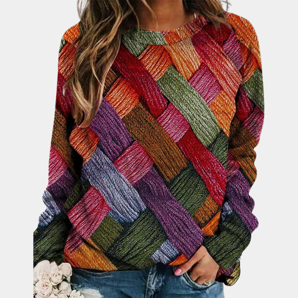 Maglione lavorato a maglia testurizzato da donna con vestibilità comoda e maniche lunghe