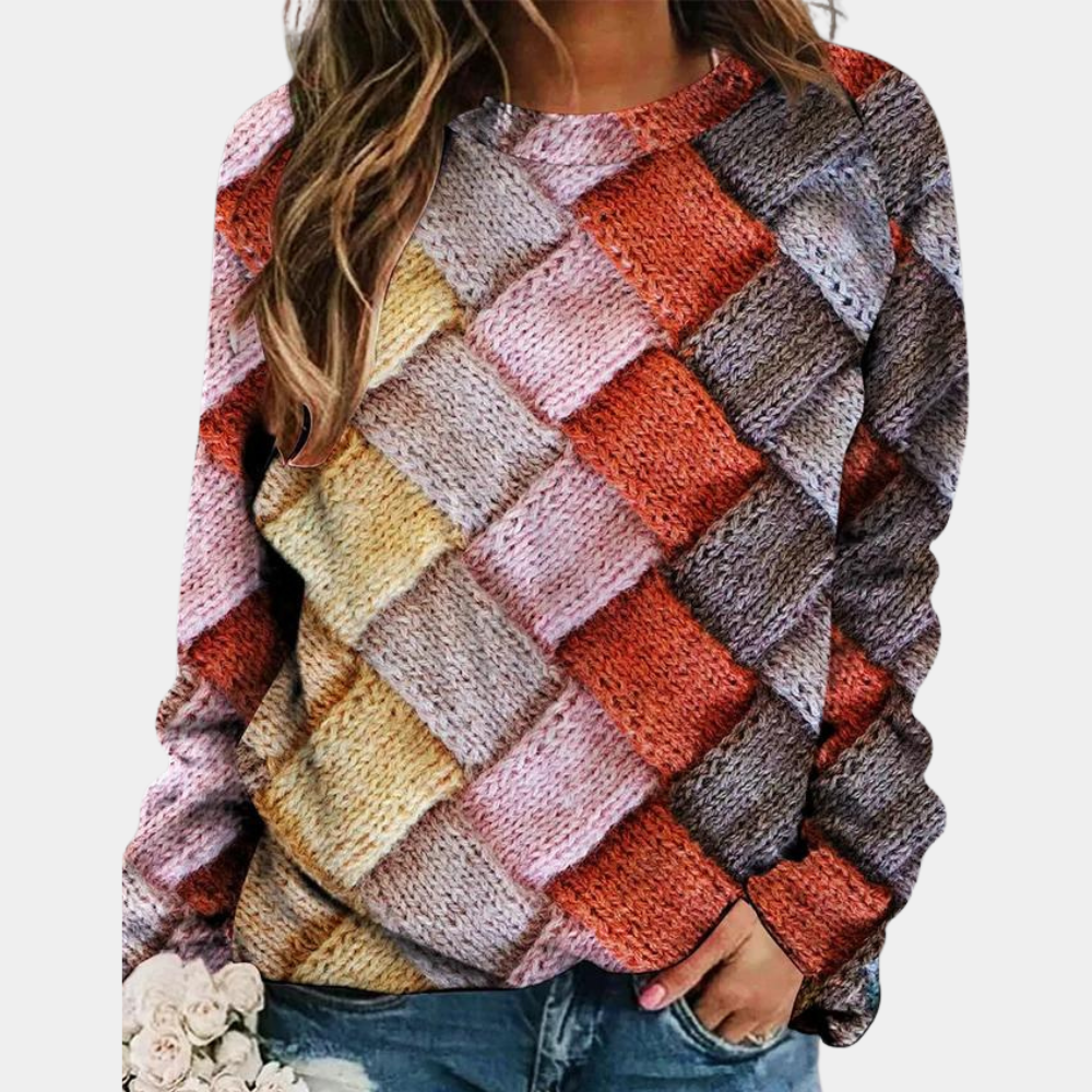 Maglione lavorato a maglia testurizzato da donna con vestibilità comoda e maniche lunghe