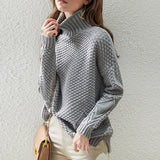 Donna - Maglione a maglia a cavo - Stile dolcevita