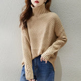 Donna - Maglione a maglia a cavo - Stile dolcevita