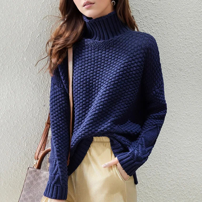 Donna - Maglione a maglia a cavo - Stile dolcevita