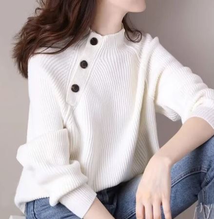 Maglione Vintage da Donna in Maglia per Autunno e Inverno Caldo e alla Moda per Tutti i Giorni