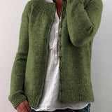 Cardigan da donna in maglia fine con bottoni – strato a girocollo per autunno e inverno
