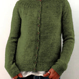 Cardigan da donna in maglia fine con bottoni – strato a girocollo per autunno e inverno
