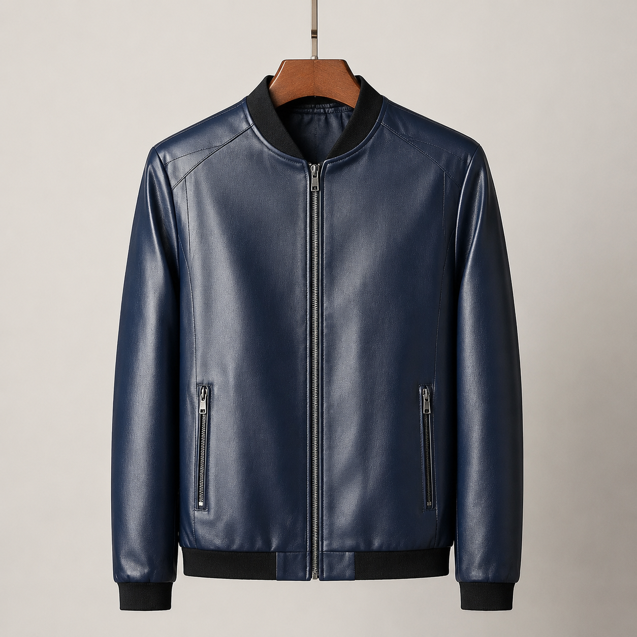 Angela™ | Bomber in pelle con collo a righe