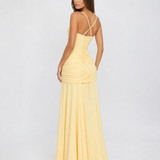 Enni – Abito Maxy Plissettato con Scollo Quadrato