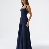 Enni – Abito Maxy Plissettato con Scollo Quadrato