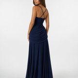 Enni – Abito Maxy Plissettato con Scollo Quadrato