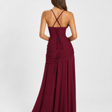 Enni – Abito Maxy Plissettato con Scollo Quadrato