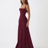 Enni – Abito Maxy Plissettato con Scollo Quadrato