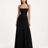 Enni – Abito Maxy Plissettato con Scollo Quadrato