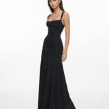 Enni – Abito Maxy Plissettato con Scollo Quadrato