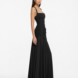 Enni – Abito Maxy Plissettato con Scollo Quadrato