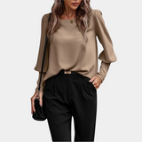 Blusa elegante premium da donna – Top elegante con maniche lunghe a palloncino