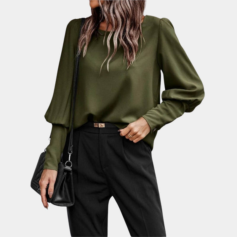 Blusa elegante premium da donna – Top elegante con maniche lunghe a palloncino