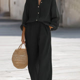 Set Oversized Donna – Con Maniche Lunghe e Pantaloni Larghi, Adatto per Primavera e Estate