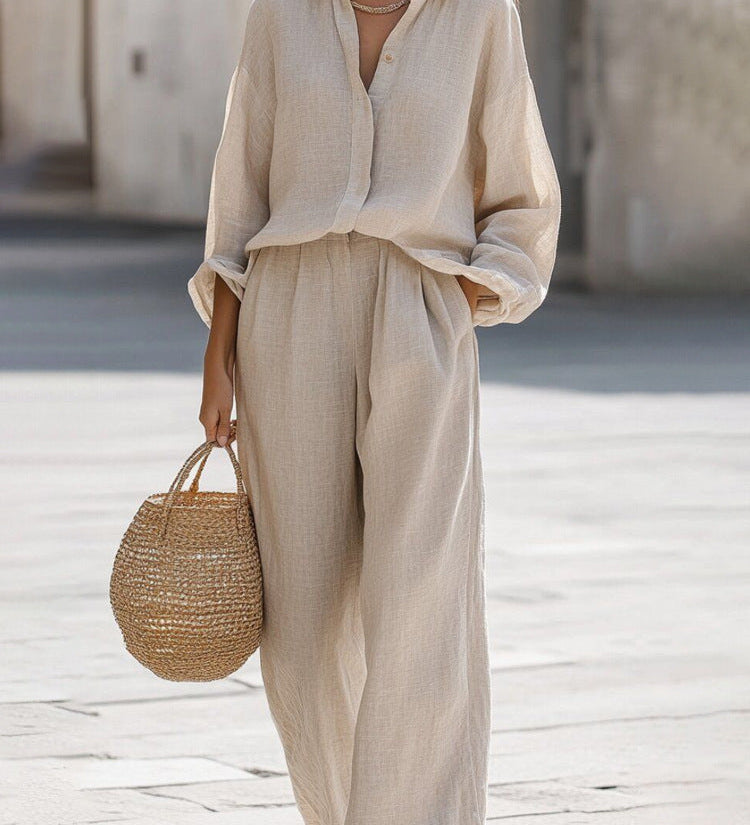 Set Oversized Donna – Con Maniche Lunghe e Pantaloni Larghi, Adatto per Primavera e Estate