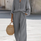 Set Oversized Donna – Con Maniche Lunghe e Pantaloni Larghi, Adatto per Primavera e Estate