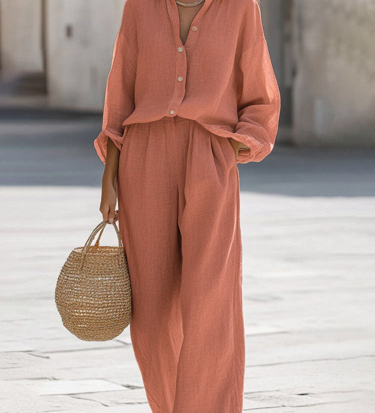 Set Oversized Donna – Con Maniche Lunghe e Pantaloni Larghi, Adatto per Primavera e Estate