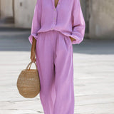 Set Oversized Donna – Con Maniche Lunghe e Pantaloni Larghi, Adatto per Primavera e Estate